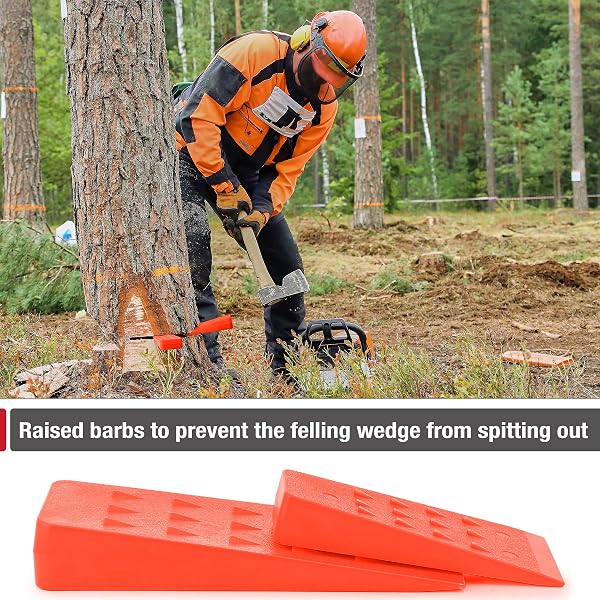 UNCO- Tree Felling Wedges with Spikes, 4Pack, 5.5" & 8" Wedges with Storage Bag, Splitting Wedge, Plastic Wedges, Logging Tools and Equipment, Chainsaw Wedges for Trees - 3