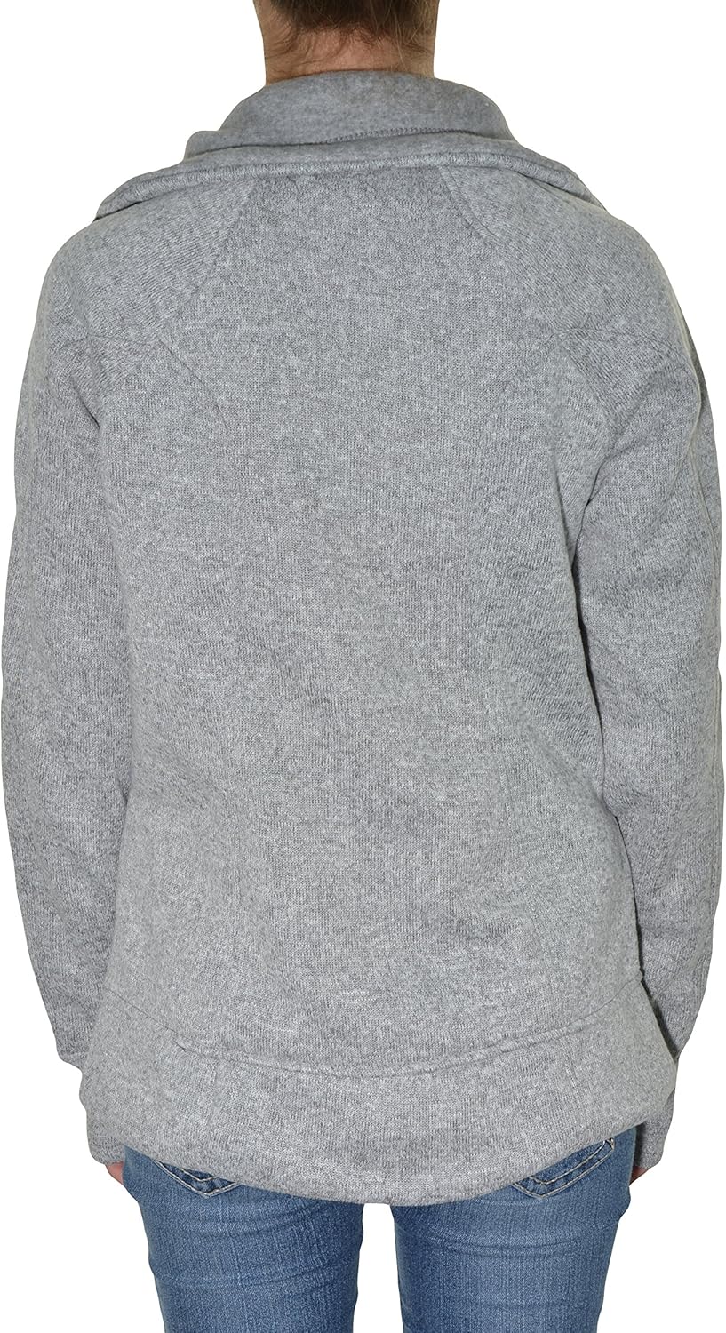 Avalanche Ladies' Full Zip Sweater Knit Fleece Jacket-Heather Gray, Large