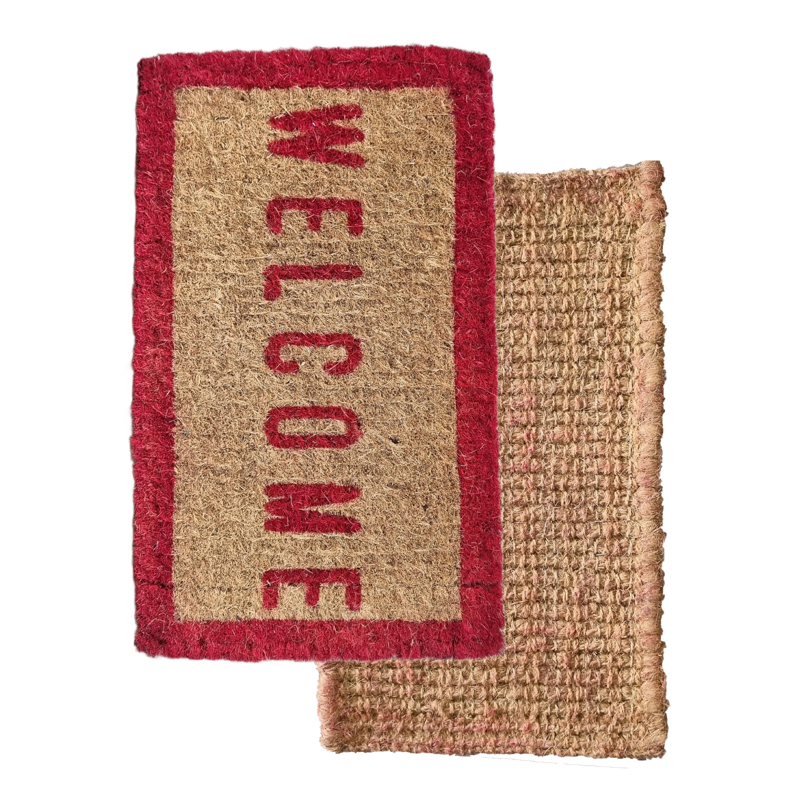 Little Forest - Heavy Coco Coir Door Mat, 28 x 17.5 Inch, 2 Inch Thick, Natural Coconut Fibre, Multi-Colour Pattern, Eco-Friendly, Water Absorbent, for Rainy Seasons (Welcome Red)-image-15