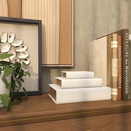 Miniatura 9 de Deco 79 Modern Linen Caja Rectangular, Juego de 3 12", 9", 6"H, Blanco