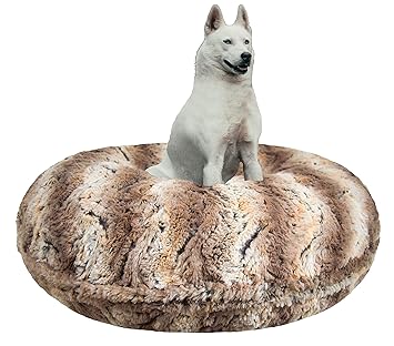 BESSIE AND BARNIE Signature Simba Luxury Extra Plush Faux Fur Bagel Pet/Dog Bed (Multiple Sizes)