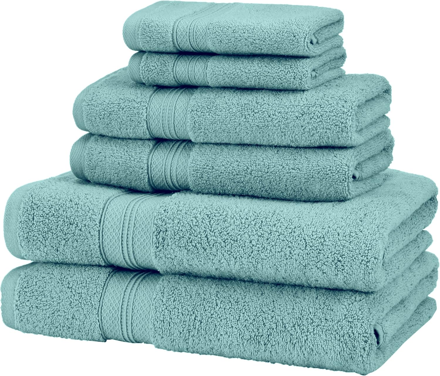 Amazon Brand – Pinzon 6 Piece Pima Cotton Bath Towel Set - Mineral Green