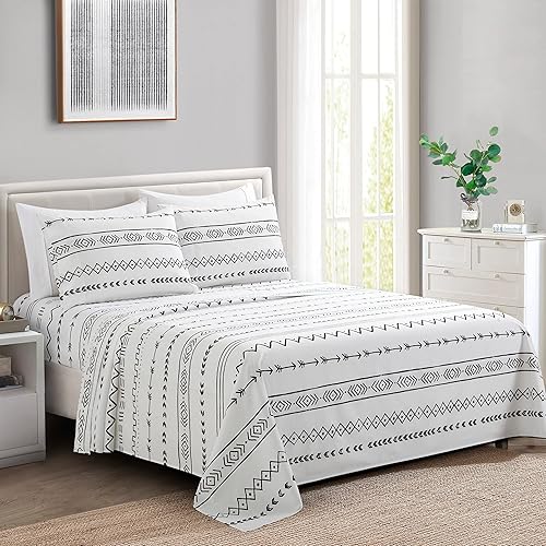 Marina Decoration Juego de sábanas de 6 piezas ultra suave y sedosa con bolsillo profundo y rico estampado de rayón derivado del bambú para todas