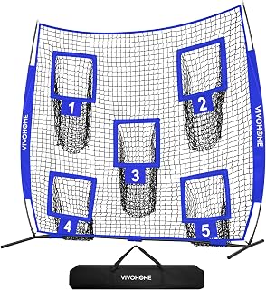VIVOHOME Football Throwing Net, 7 x 7 ft Football Practice Net with 5 Throwing Target, Quarterback Training Equipment for Improving Throwing Accuracy, Includes Carry Bag