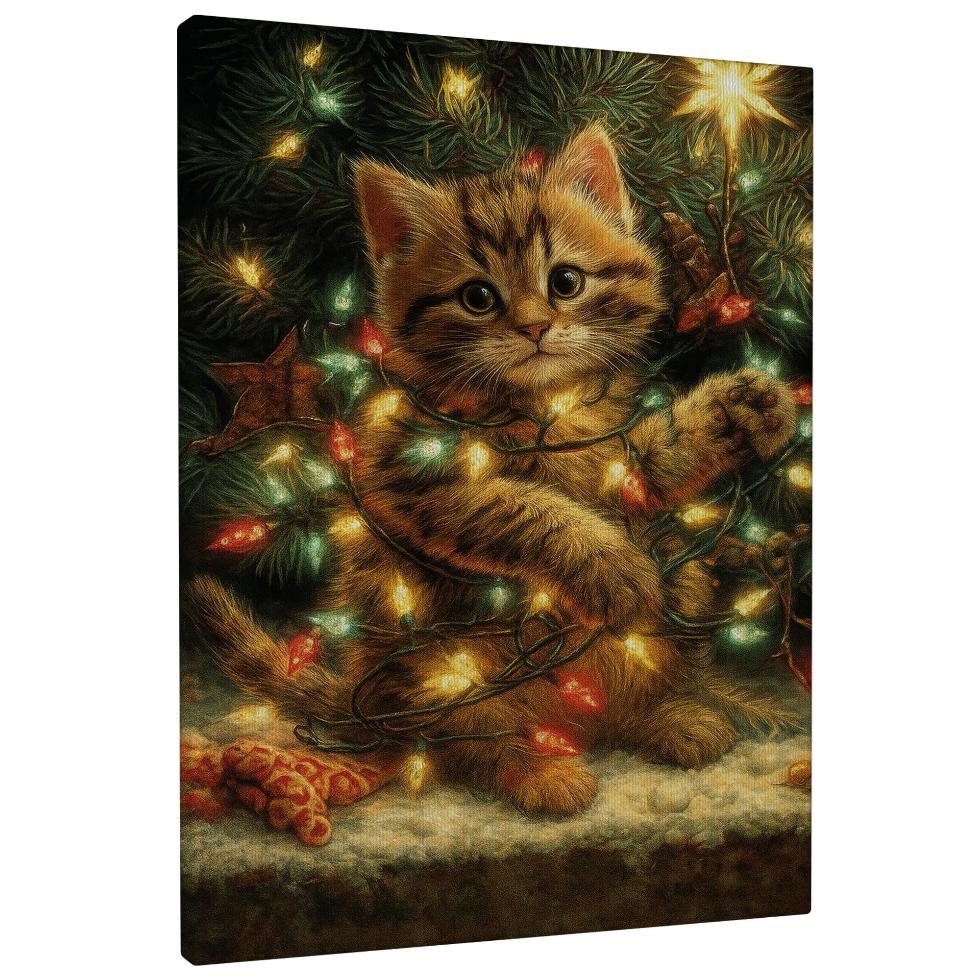 Chat festif sur toile de 40,6 x 50,8 cm pour décoration animale de salon - 7