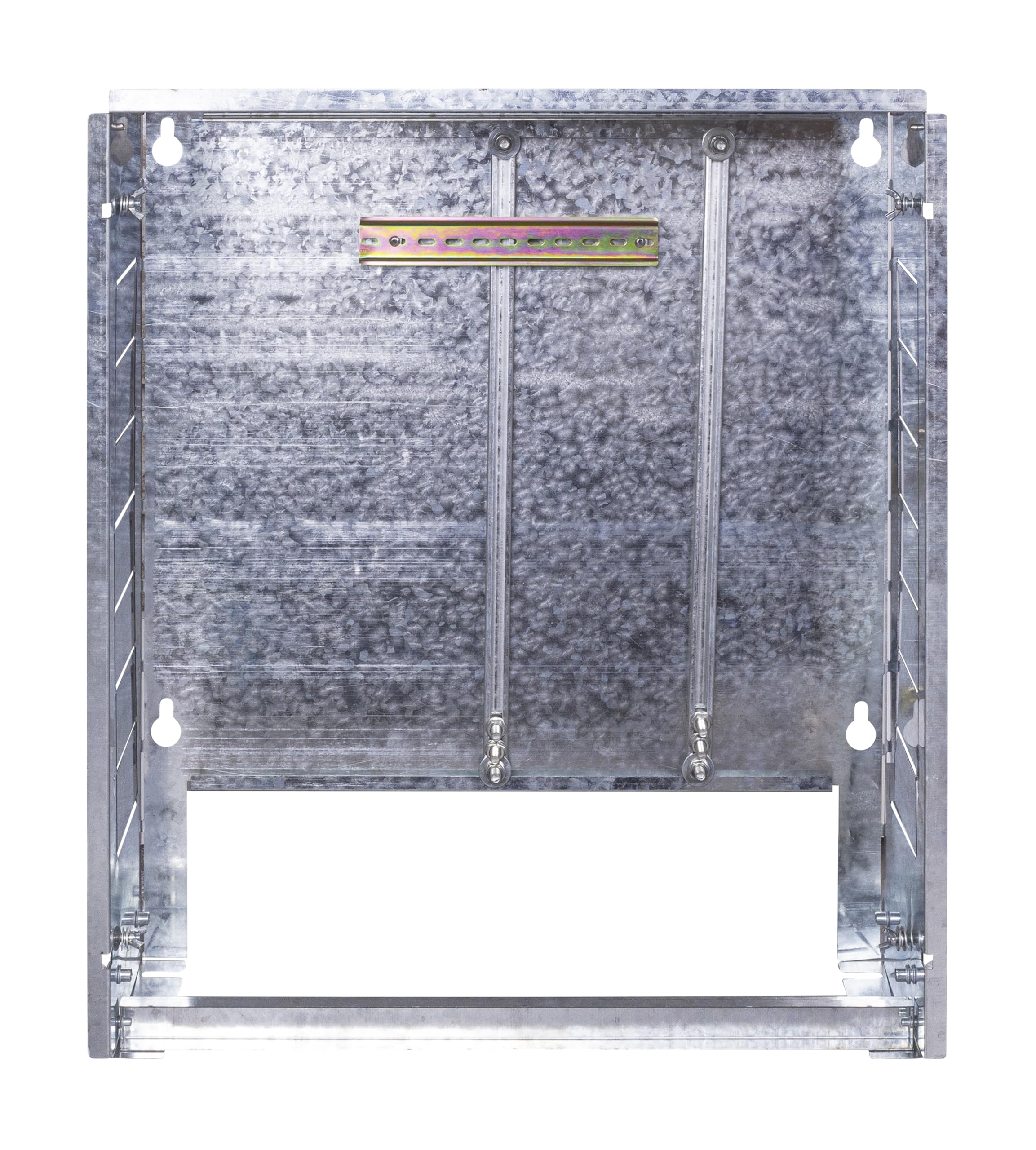 Coffret métal encastrable pour collecteurs de 2 à 6 départs avec un système d’ouverture rapide et une porte amovible, pour une installation discrète dans le mur NOYON & THIEBAULT