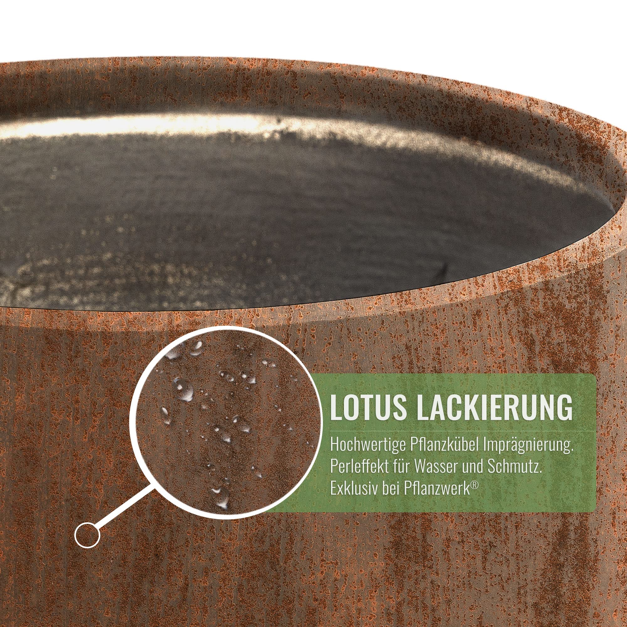 Pflanzwerk® Pot de Fleur Fibre de Verre Cup Ø34cm Rouille Brun Jardinière antigel* *Protection UV* *Qualité européenne*