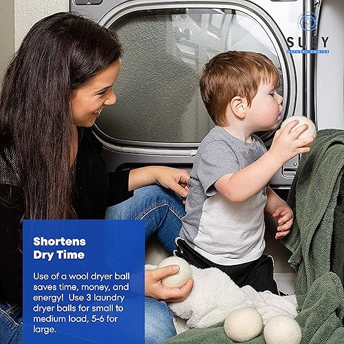 Miniatura 5 de Bolas de lana para secadora – Suavizante de tela natural, reutilizable, reduce la estática y las arrugas, ahorra tiempo de secado, alternativa a las