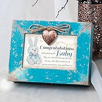 Vista 3 de Cottage Garden Congratulations On Your Baby Teal Distressed Locket Music Box Plays You are My Sunshine