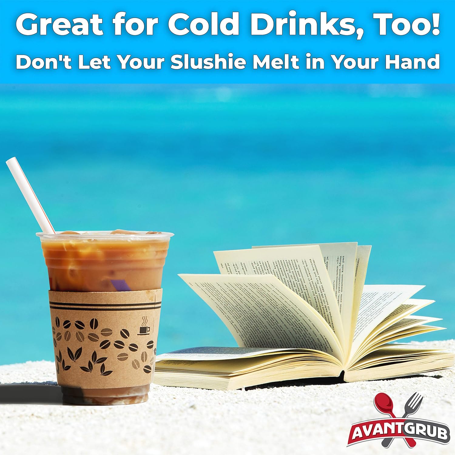 Versatile Recyclable Coffee Cup Sleeves 10-24oz 50pk. Eco-Friendly Disposable Cardboard Sleeve Insulated for Hot Drinks. Fits 10 12 16 20 24 Ounce Togo Paper Cups Perfect for Cafes, Shops, Office. - Image 6