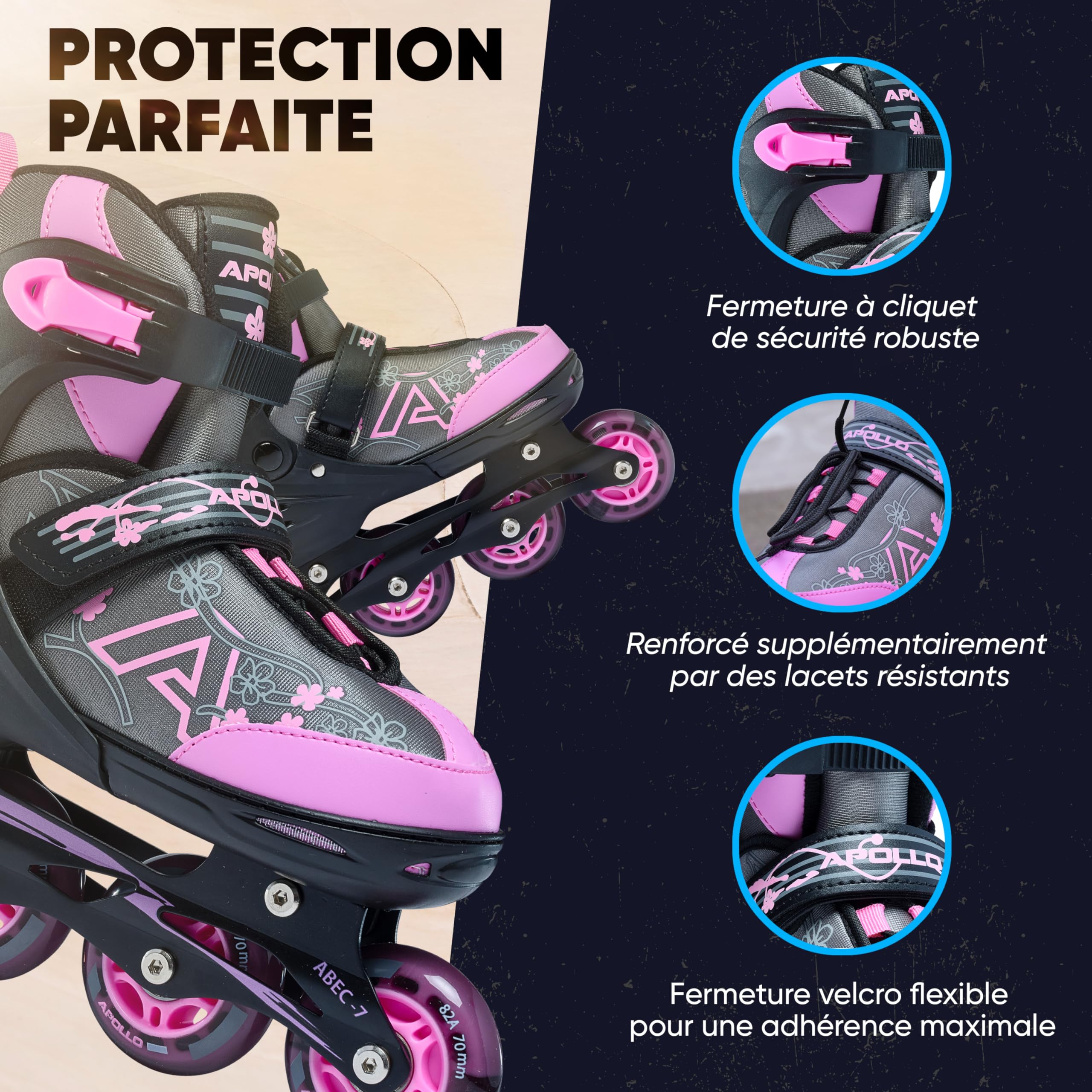 Champion - Roller à Taille Réglable pour Enfants, Femmes et Hommes (31-42), avec Roues LED, Haute Qualité