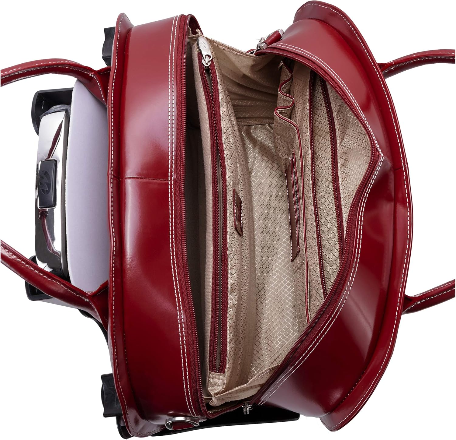 McKlein GLEN ELLYN15 Leather Detachable -Wheeled Ladies' Laptop/Computer & Tablet Business Briefcase Bag/Women's Rolling Overnight Travel Bag, Removable trolley case