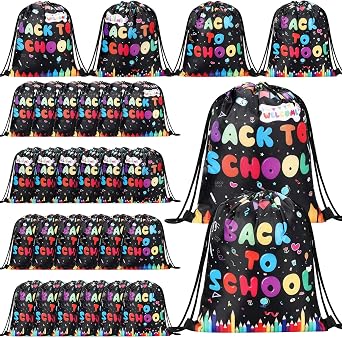 SATINIOR 24 Pcs Back to School Drawstring Backpack Bulk