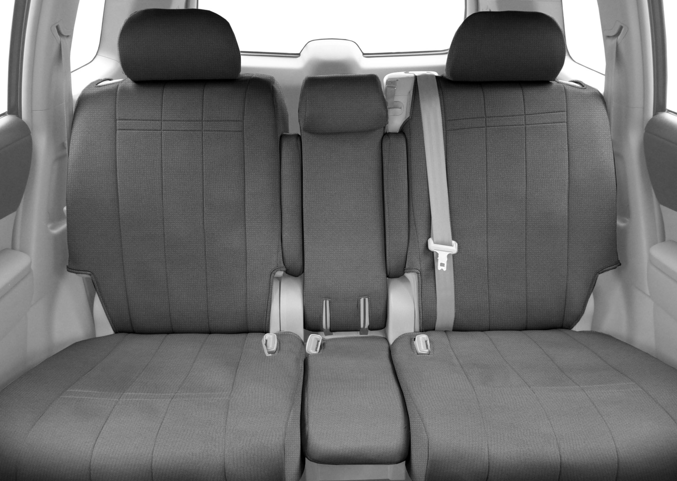 Front 40/20/40 Split Bench Seats, CalTrend SportsTex Seat Covers for 2012-2014 Ford F-150 Light Grey Light Grey Insert and Trim