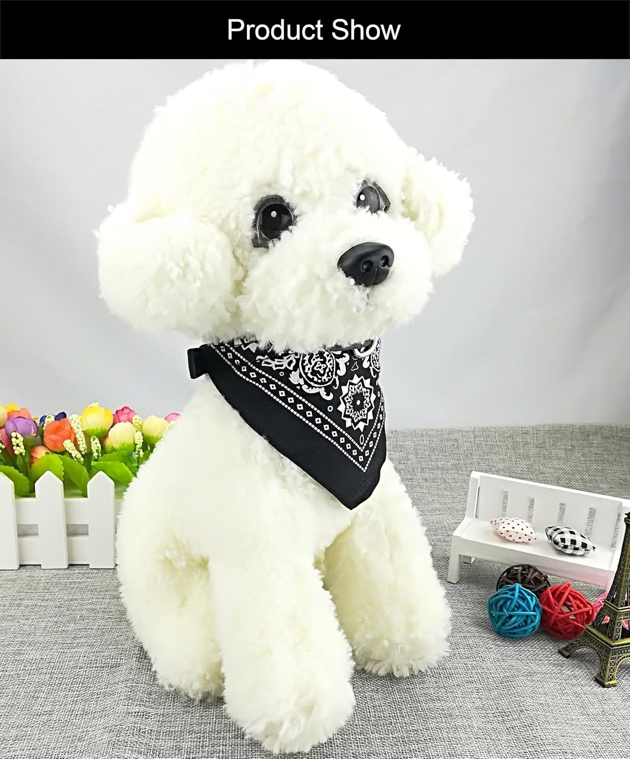 Newtensina Fashion Dog Bandana Collar Dog Collar Boy Medium Bandana Puppy Bandana with Collar for Dogs - Black - S - Image 3