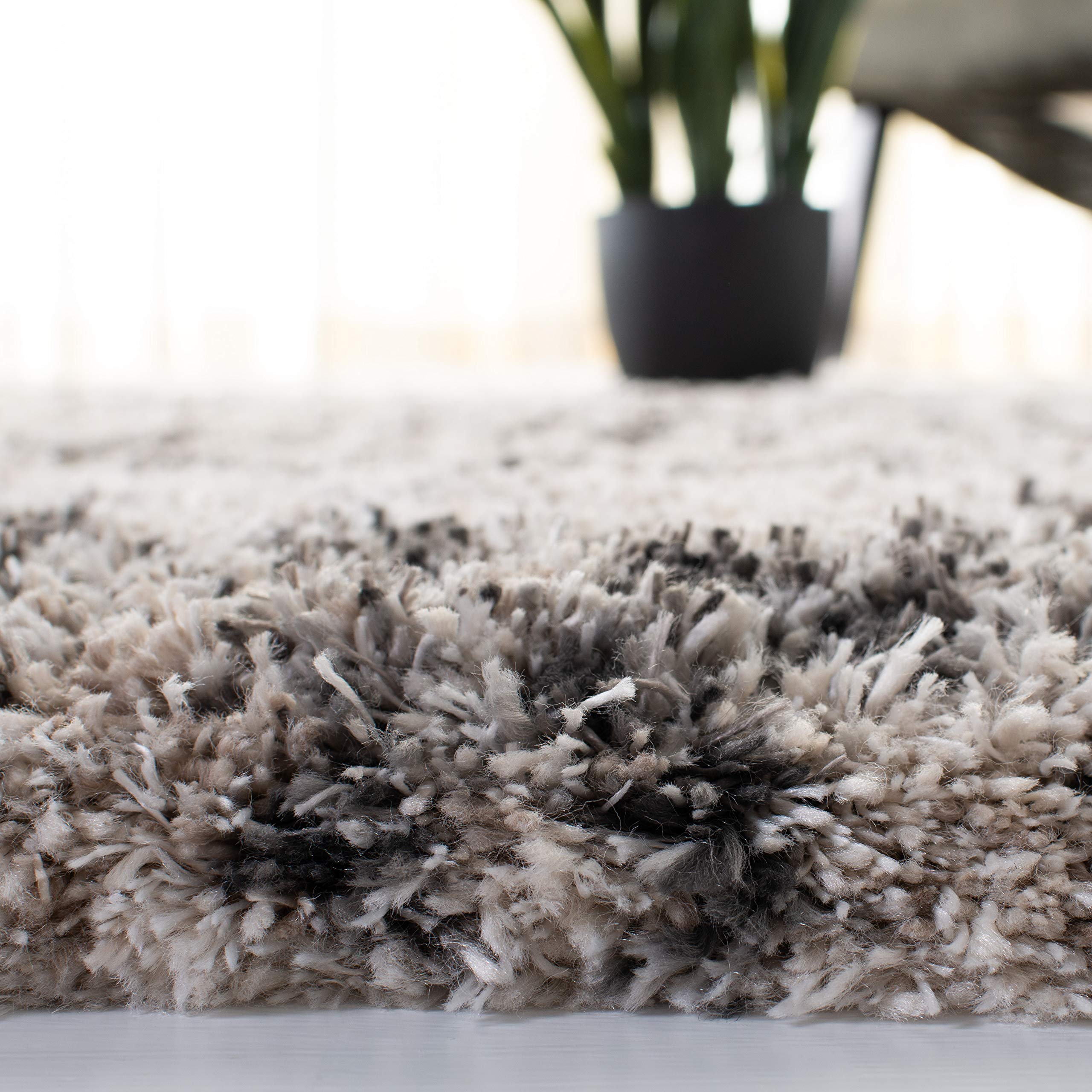 Iceland Shag Collection - Alfombra de área de 9 x 12 pies, color crema y gris, diseño moderno, no desprende pelusa y de fácil cuidado, 2.6 pulgadas de grosor, ideal para zonas de alto tráfico 4