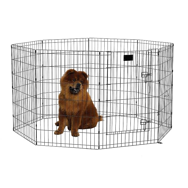 MidWest Homes for Pets - Parque de ejercicio y juego para perros y mascotas, metálico, plegable, con puerta…