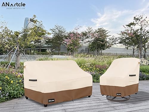 Miniatura 6 de ANartcle Funda para sofá biplaza de patio de 2 plazas, 58 pulgadas de ancho x 33 pulgadas de profundidad x 31 pulgadas de alto, fundas para sofá de