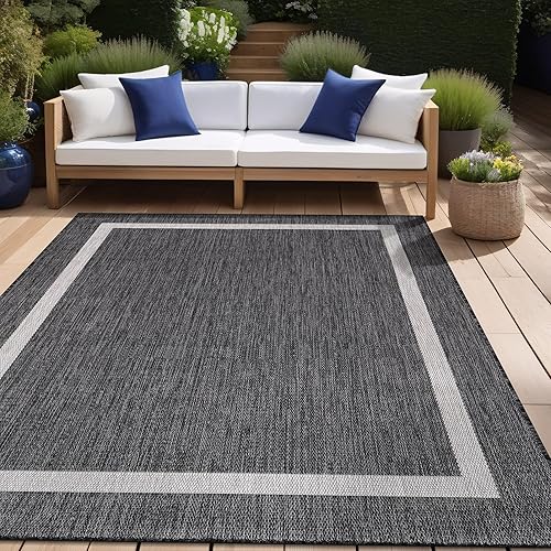 Miniatura 4 de Beverly Rug - Tapete Waikiki de 6 x 9pies, para interiores y exteriores, lavable, para patio, terraza, porche, tapete moderno con bordes, resistente