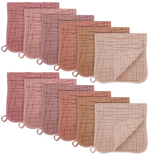 SWEET DOLPHIN Paquete de 12 paños de muselina para eructos, grandes, 100% algodón, para baba de bebé, absorbentes y suaves, trapos de leche para