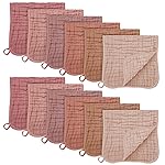 SWEET DOLPHIN 12 Pack Muslin Burp Cloths Large 100% Cotton Burping Clothes for Baby Drool - Absorbent and Soft Boys & Girls Milk Spit Up Rags for Newborn Essentials Registry - Muted Terracotta