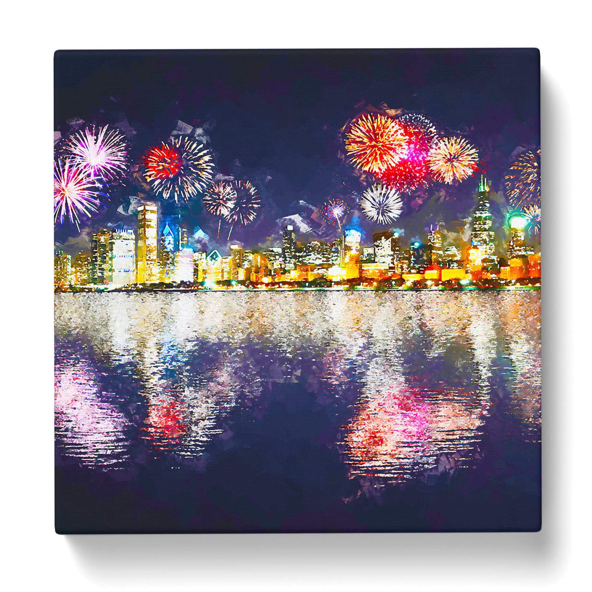 Fireworks Above the Chicago Canvas Print, Mixed, 35L x 35W cm - Image 3