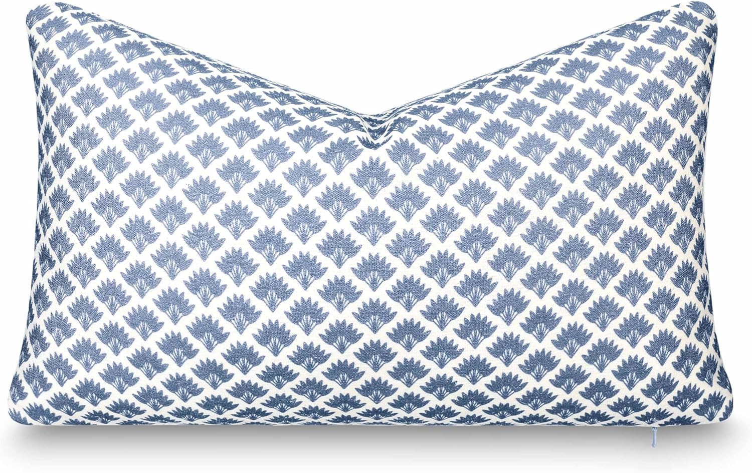 Crumbs Home California Casual Coastal Indoor Outdoor Lumbar Pillow Cover, 12"x20" Water Repellent for Patio, Backyard, Couch, Poolside, Azure Blue Print Ravenala Palm Tree