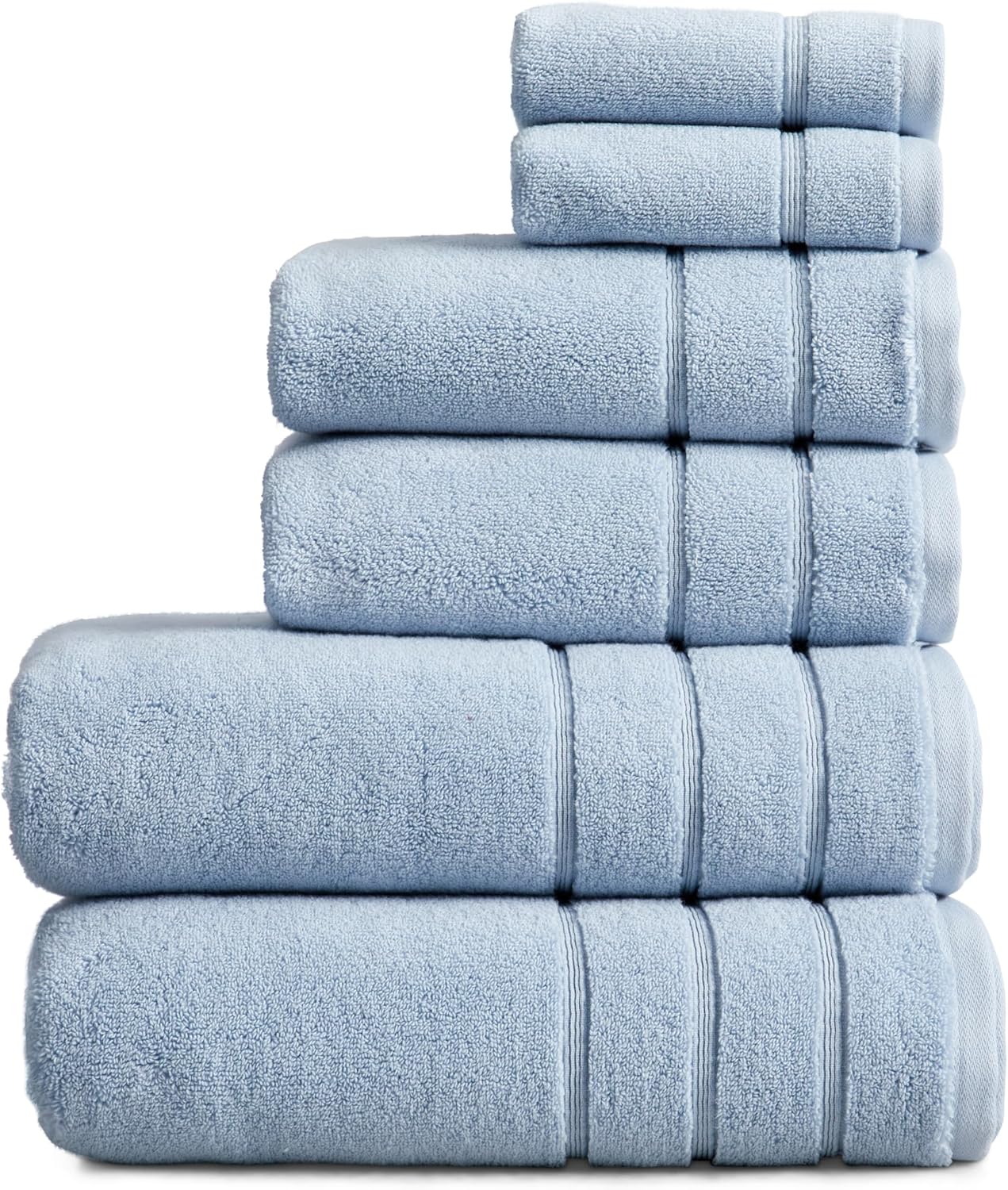 Springtree Home Luxury Turkish Cotton Bath Towels Set | 100% Turkish Cotton | Premium Bath Towels | Ultra Soft Thick Plush & Highly Absorbent | Luxury Hotel & Spa Bathroom Towels | Blue Fog