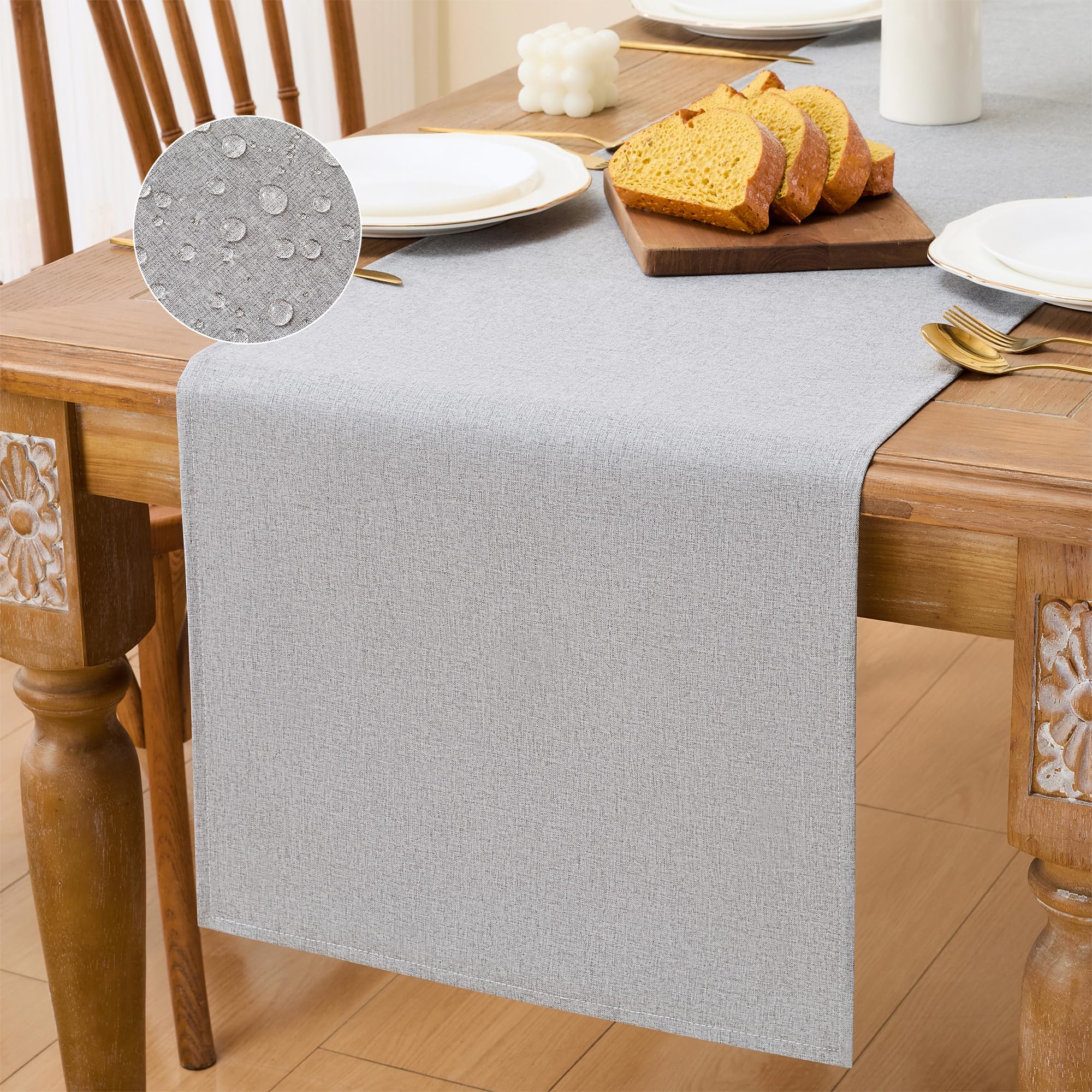 LAIDANLA Light Grey Waterproof Table Runner 40x140cm Wipeable Table Runner — image 1