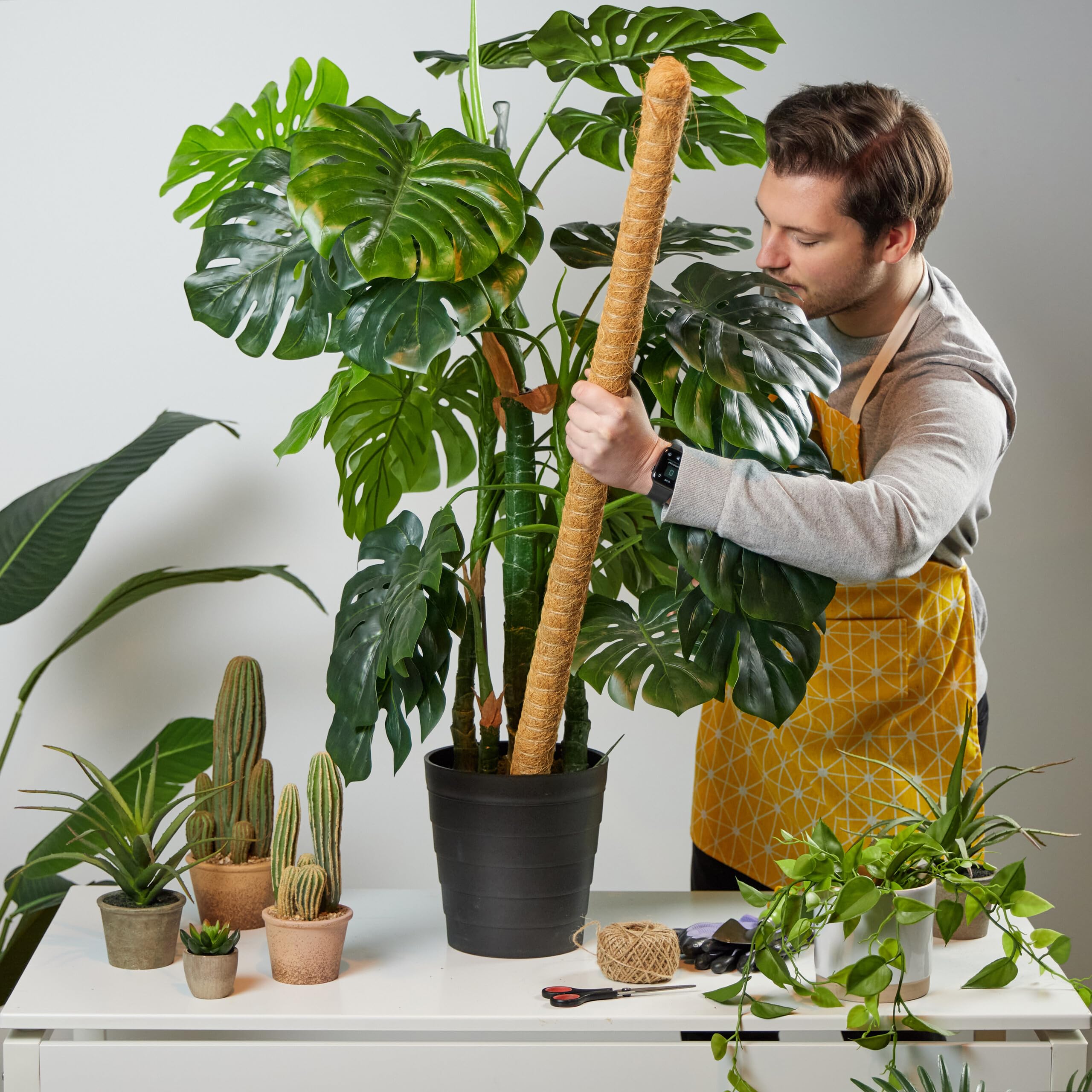 Relaxdays Zestaw 5 prętów kokosowych, giętkie pręty do roślin, do monstery, bluszczu i wielu innych, 90 cm długości, włókno kokosowe, naturalne
