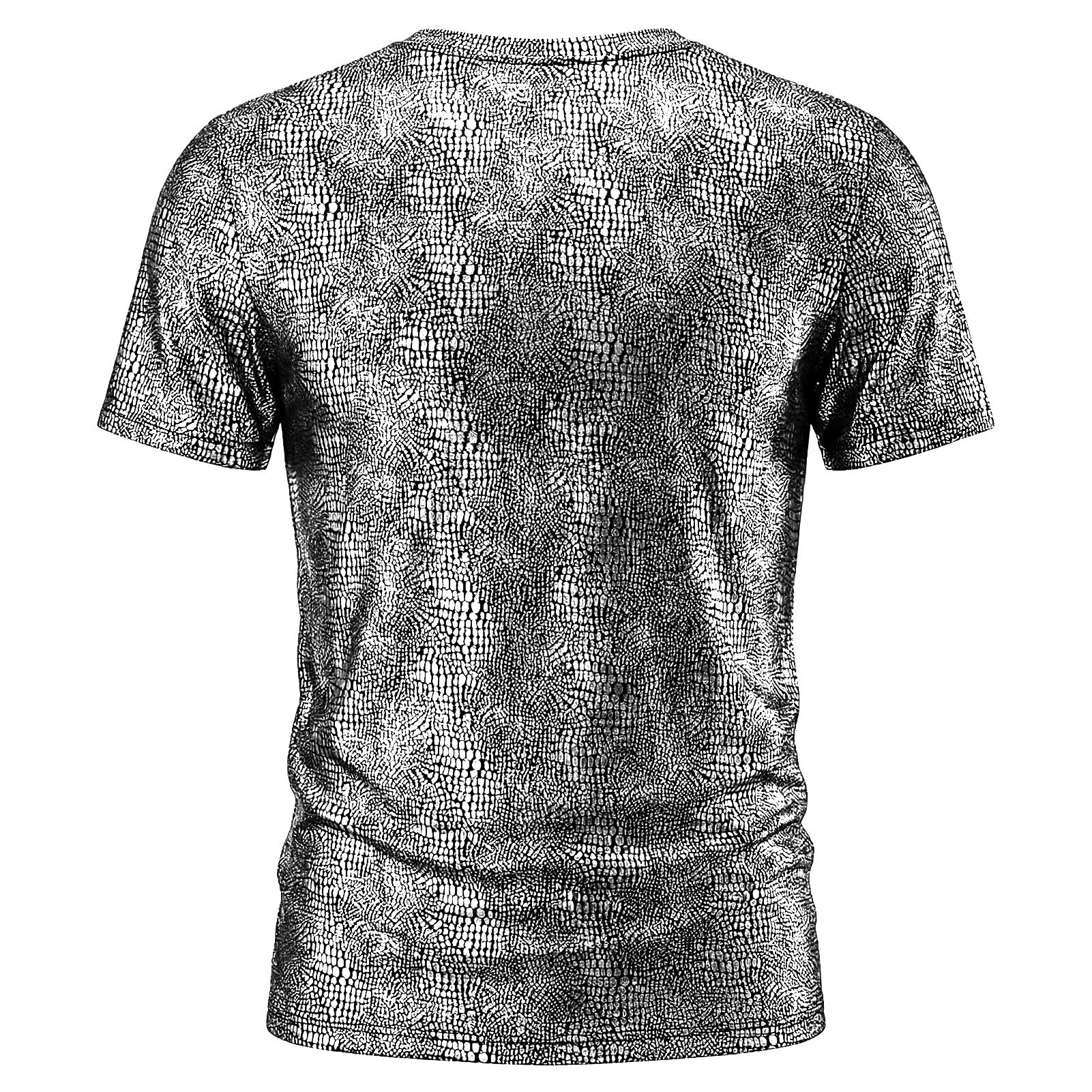 Camiseta para hombre: manga corta, camiseta de discoteca, festival, brillante, para fiestas | Camisa metálica con purpurina para hombre, para discoteca, festival de música