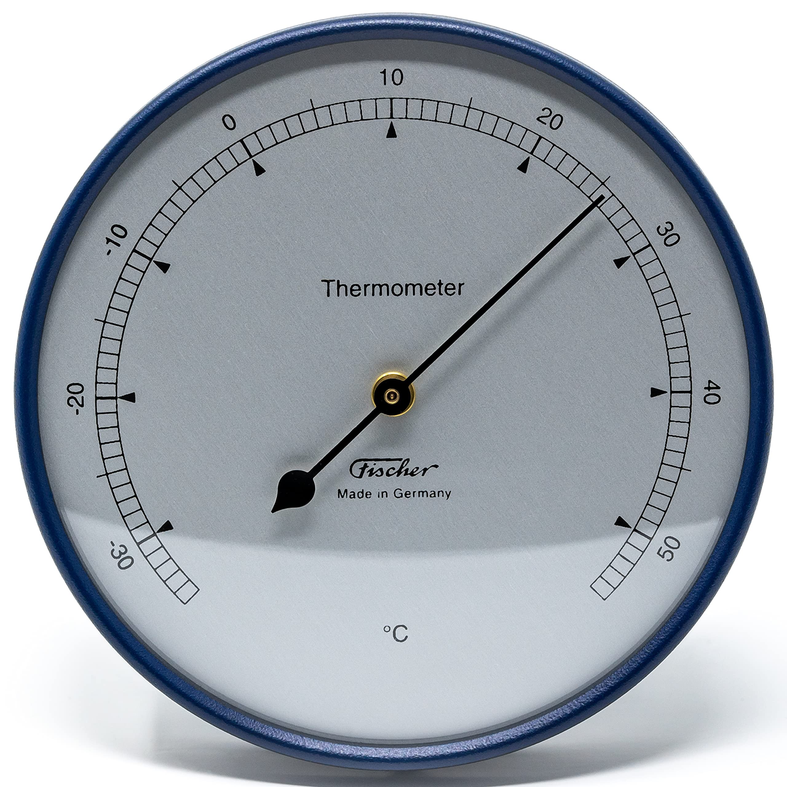 Fischer 117.48 – Termometro per interni ed esterni – Termometro bimetallico da 103 mm in acciaio inox Made in Germany – blu