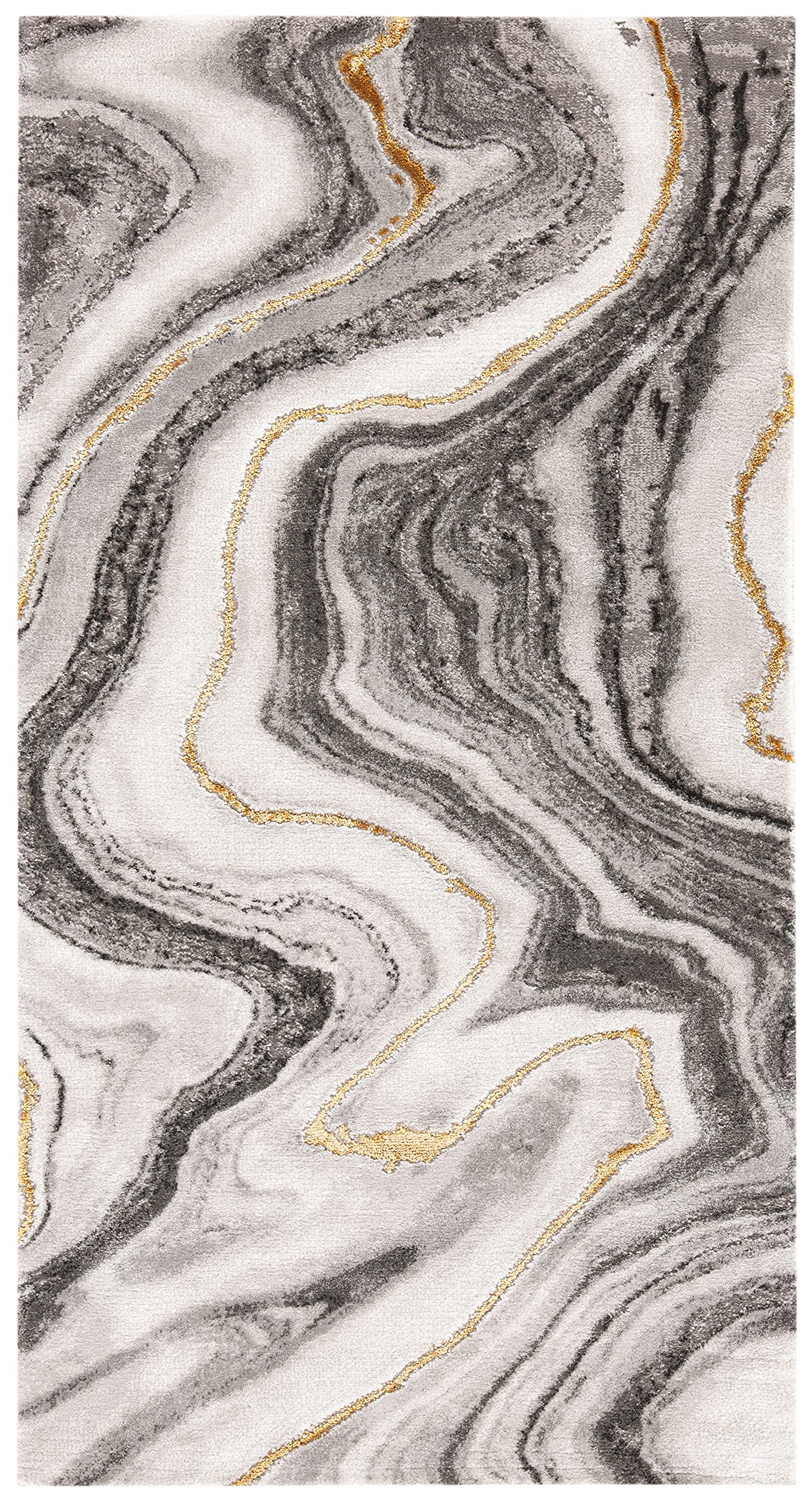SAFAVIEH Contemporary Rug for Living Room Dining Room, Bedroom - Craft Collection, Short Pile, in Grey and Gold, 79 X 152 cm - Image 3