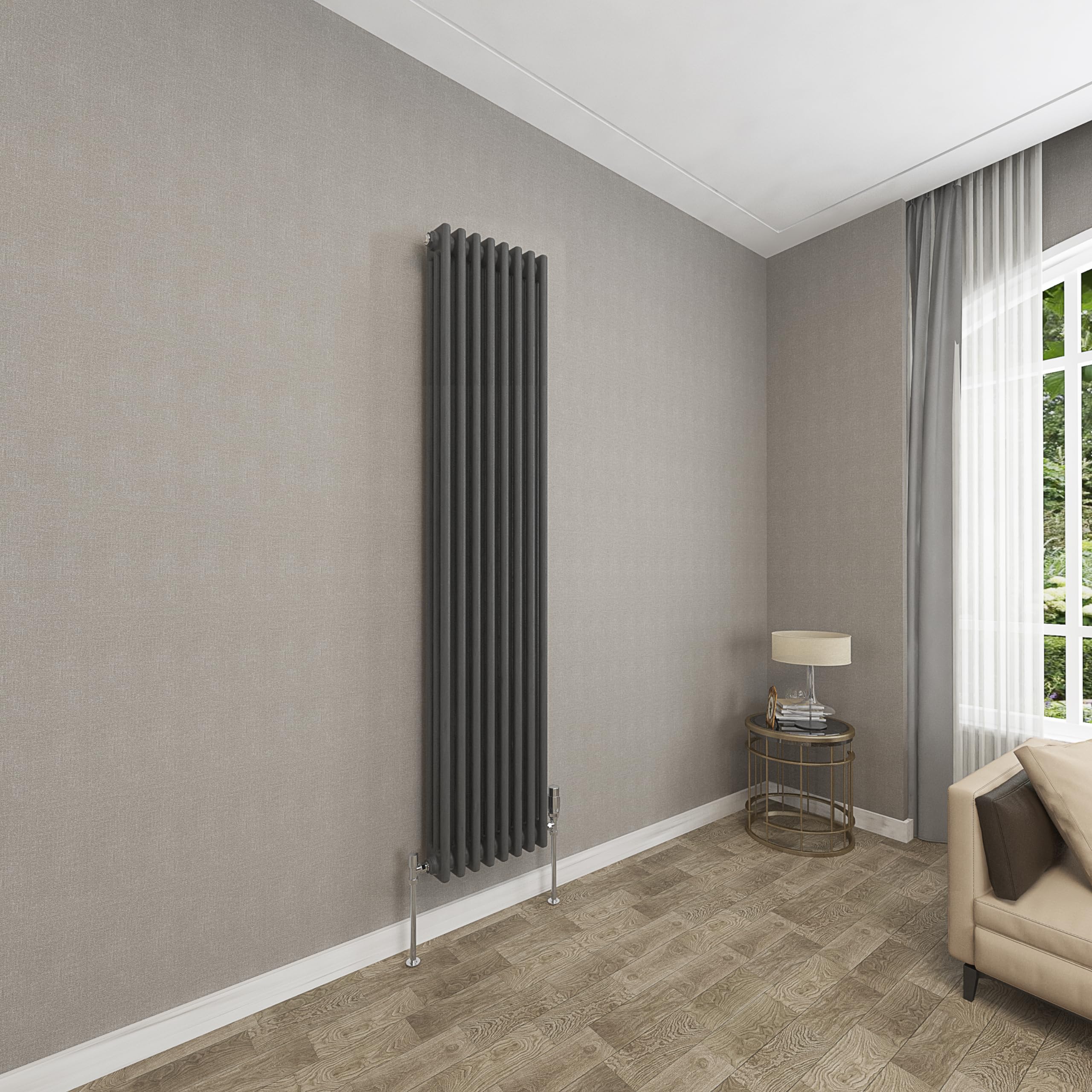 Sky Bathroom Anthracite 1800X380mm Vertical Cast Iron 3 Column Radiator Traditional Upright Central Heating Radiator