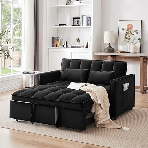 3 in 1 Convertible Sleeper Sofa Bed, 55" Pull Out