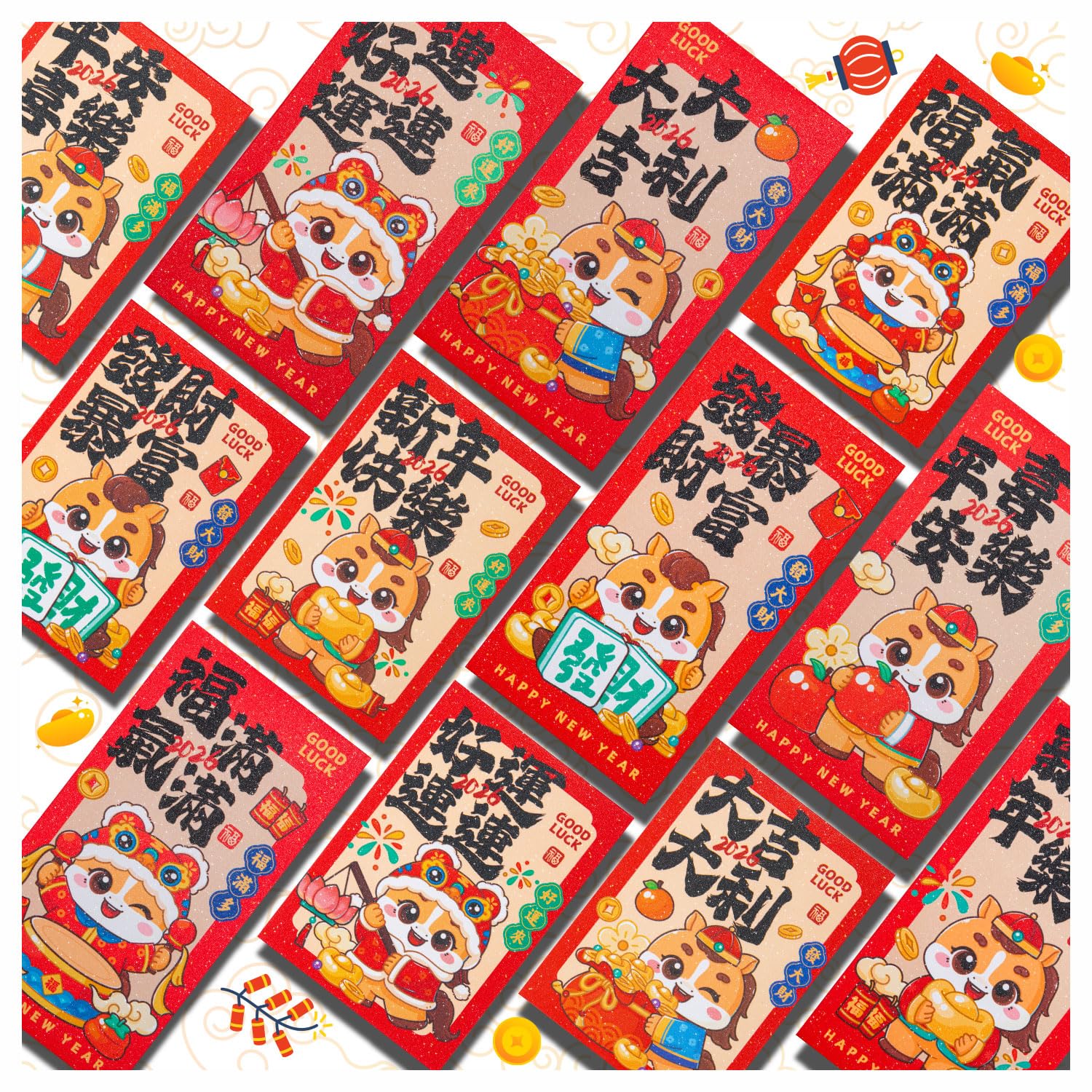 Amazon.com : 36Pcs Chinese Red Envelopes Cute Horse Lucky Money 