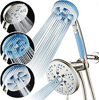 Vista 1 de Aquassage 5 en 1 de AquaCare - Cabezal de ducha de alta presión de 76 modos, combinado, ducha de mano, cepillo corporal y cepillo de pelo en uno.