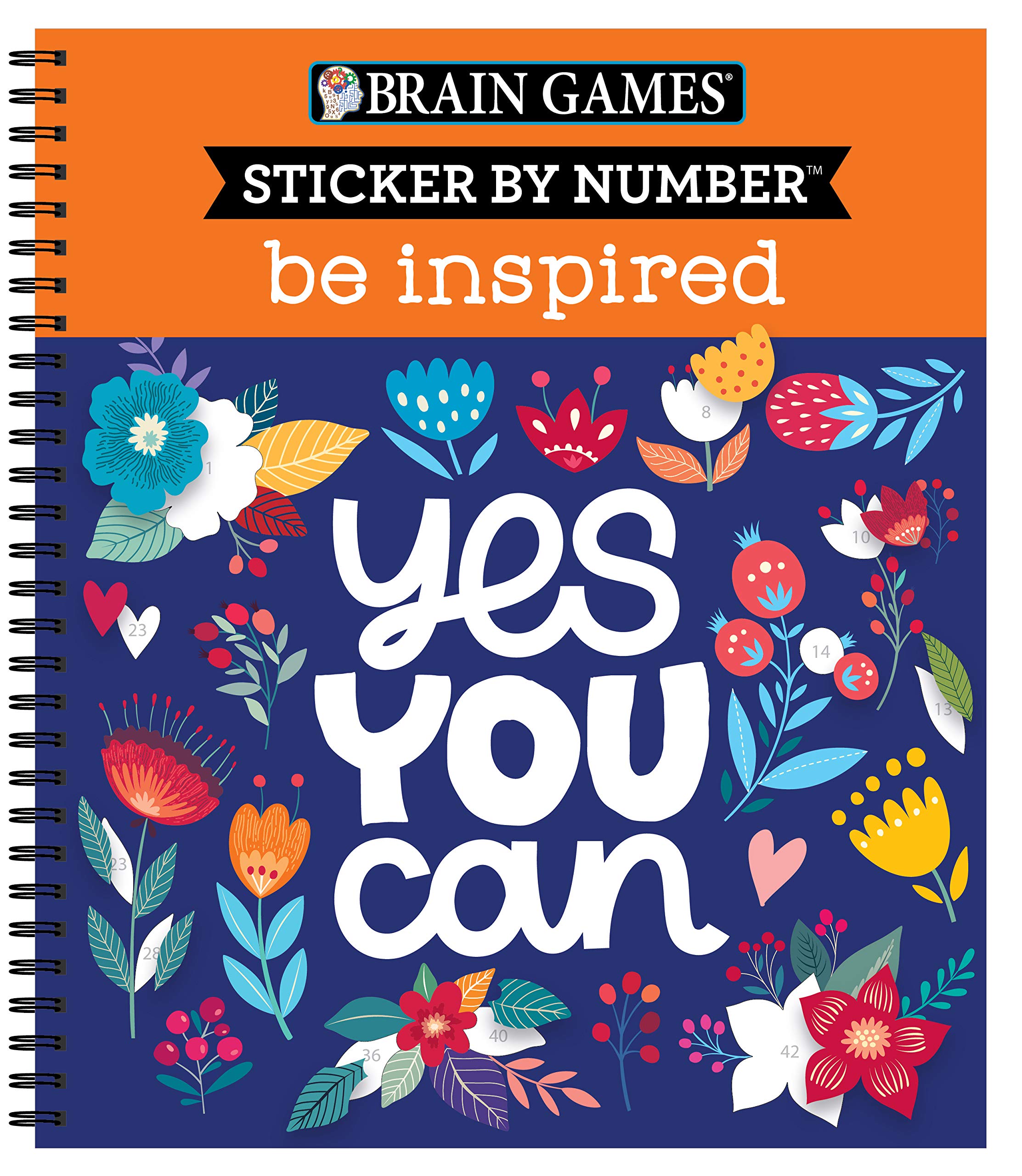 Brain Games - Sticker by Number: Be Inspired - 2 Books in 1 (20 Images to Sticker) Spiral-bound – 18 Mar. 2021