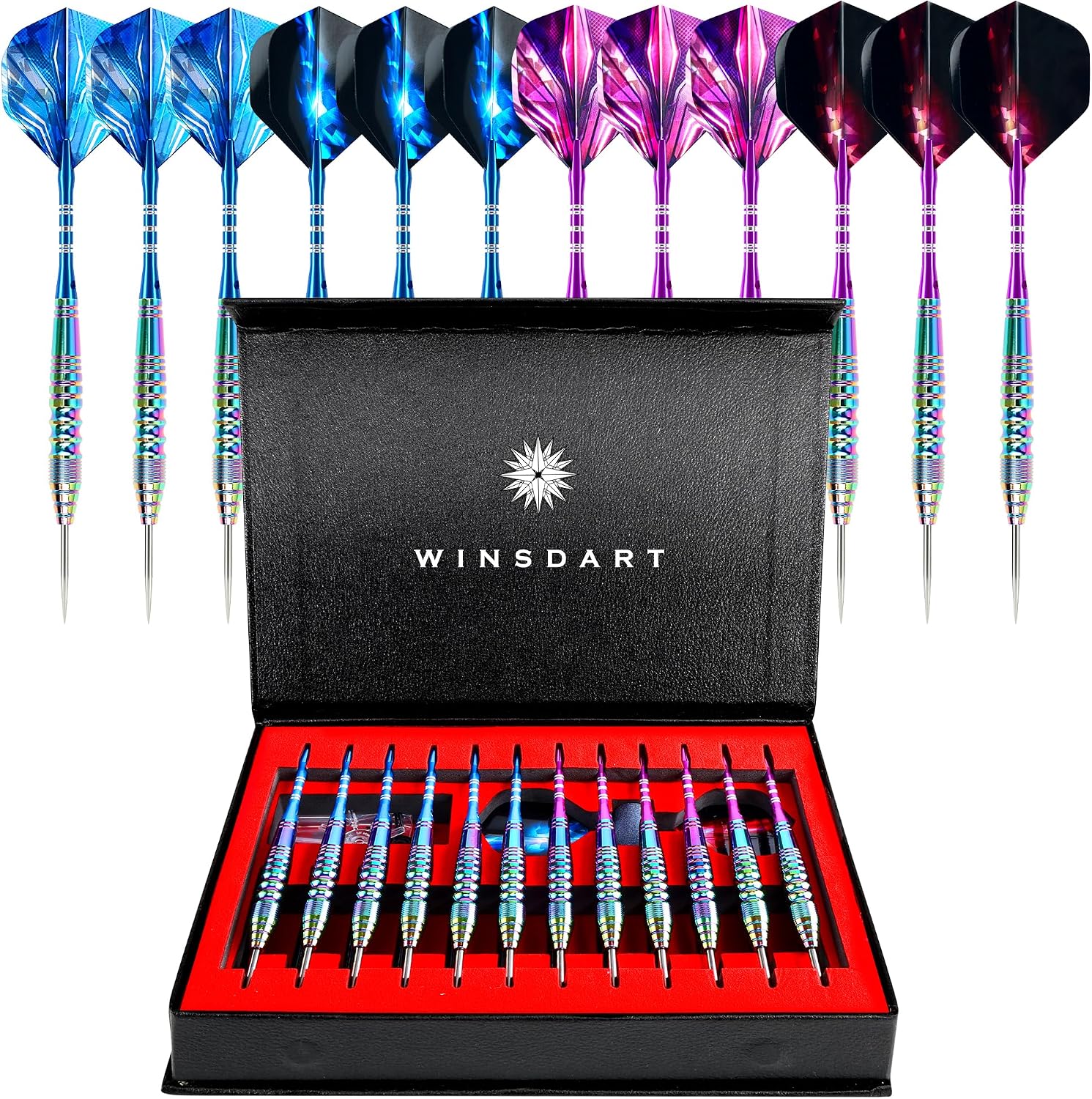 WINSDART Darts Metal Tip Set Steel Tip Darts 12 pcs Set 22g with Gift Box