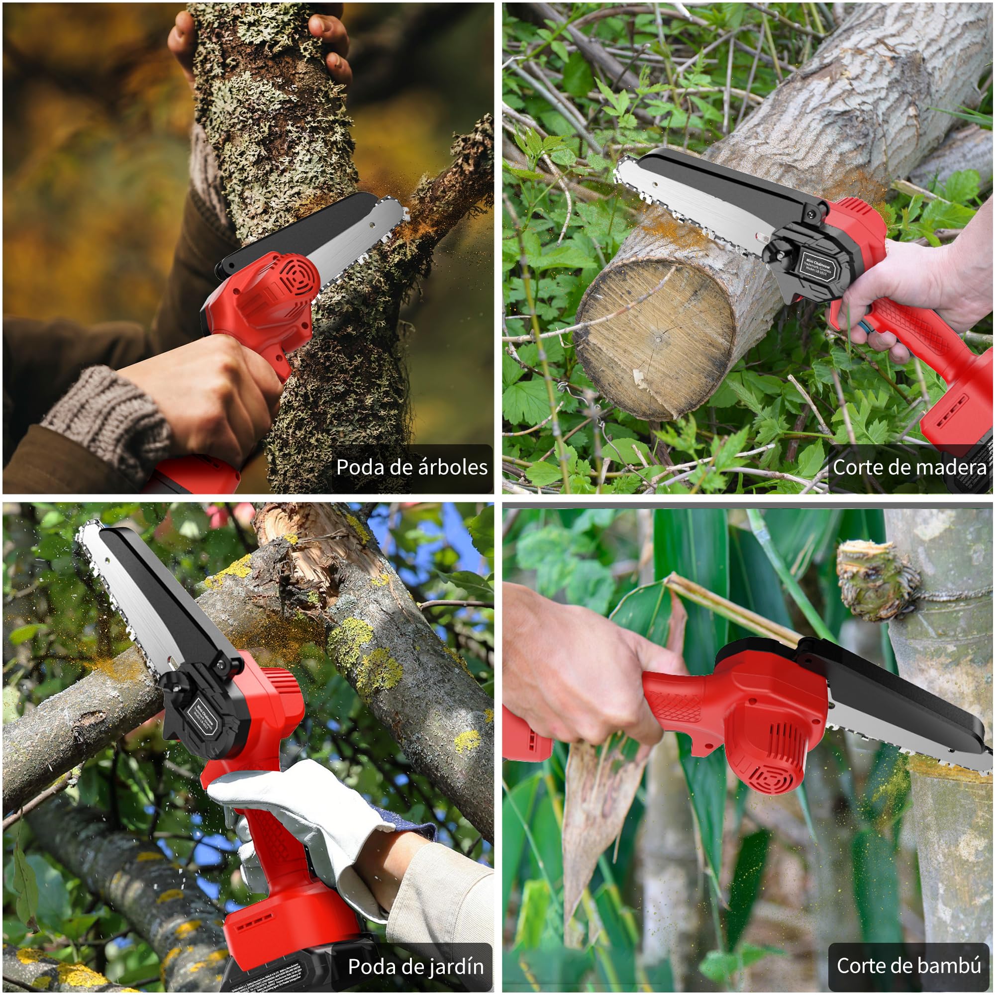 Tronçonneuse sur Batterie Mini - 6 Pouces Coupe Branche Ãlectrique Scie Sans Fil petite Elageuse Chainsaw avec 2 Batteries 2 Chaines 800W l'Élagage le Jardin Cour Bois jardinage Ranengar