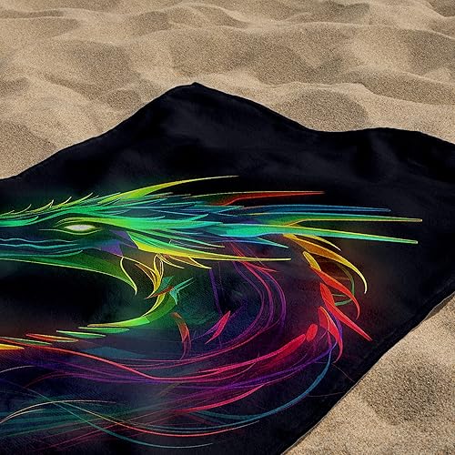 Miniatura 5 de Light Dragon - Toallas de playa para adultos  Toalla de playa personalizada con nombre, toalla de playa de microfibra de gran tamaño suave dragón