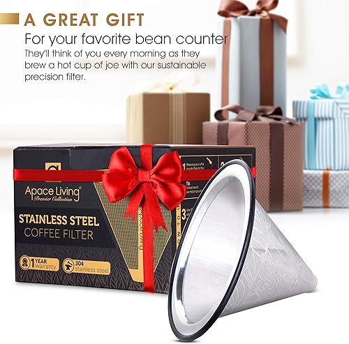 Miniatura 11 de Chemex - Filtro de café compatible con Hario V60, base de metal ancha, reutilizable, de acero inoxidable, filtro de café sin papel para elaboración