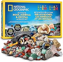 Blue Marble National Geographic Rock Collection Box for Kids - Science Kit with 300 Gems, Minerals and Crystals