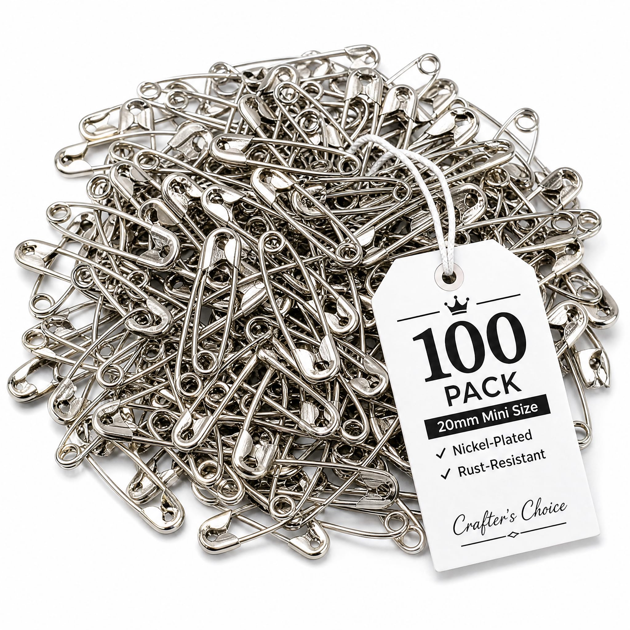 Small Safety Pins 20mm - Safety Pins for Clothes, Silver Nickel Plated - Mini, Crafts, Jewellery Making, Sewing, Card Making, Hemming, Dressmaking, Quilting - Small, First Aid