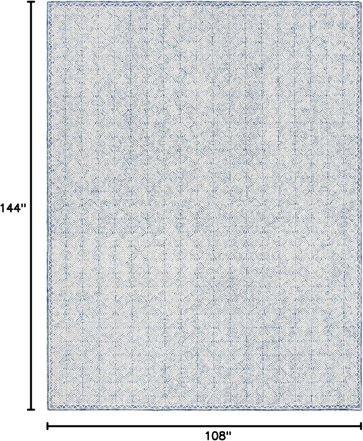 SAFAVIEH Micro-Loop Collection Area Rug - 9' x 12', Navy & Ivory, Handmade Wool, Ideal for High Traffic Areas in Living Room, Bedroom (MLP526N)
