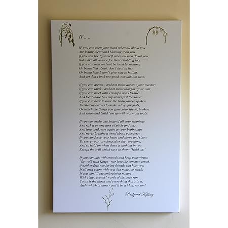 RUDYARD KIPLING IF... Poem Large 51cm x 31cm Gallery Framed Giclee ...