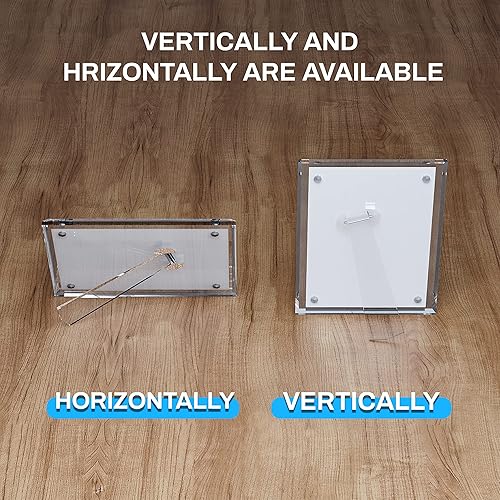 Miniatura 3 de Marco de fotos acrílico, paquete de 2 marcos magnéticos transparentes de doble cara de 5 x 7 pulgadas, marcos de fotos de escritorio sin marco con