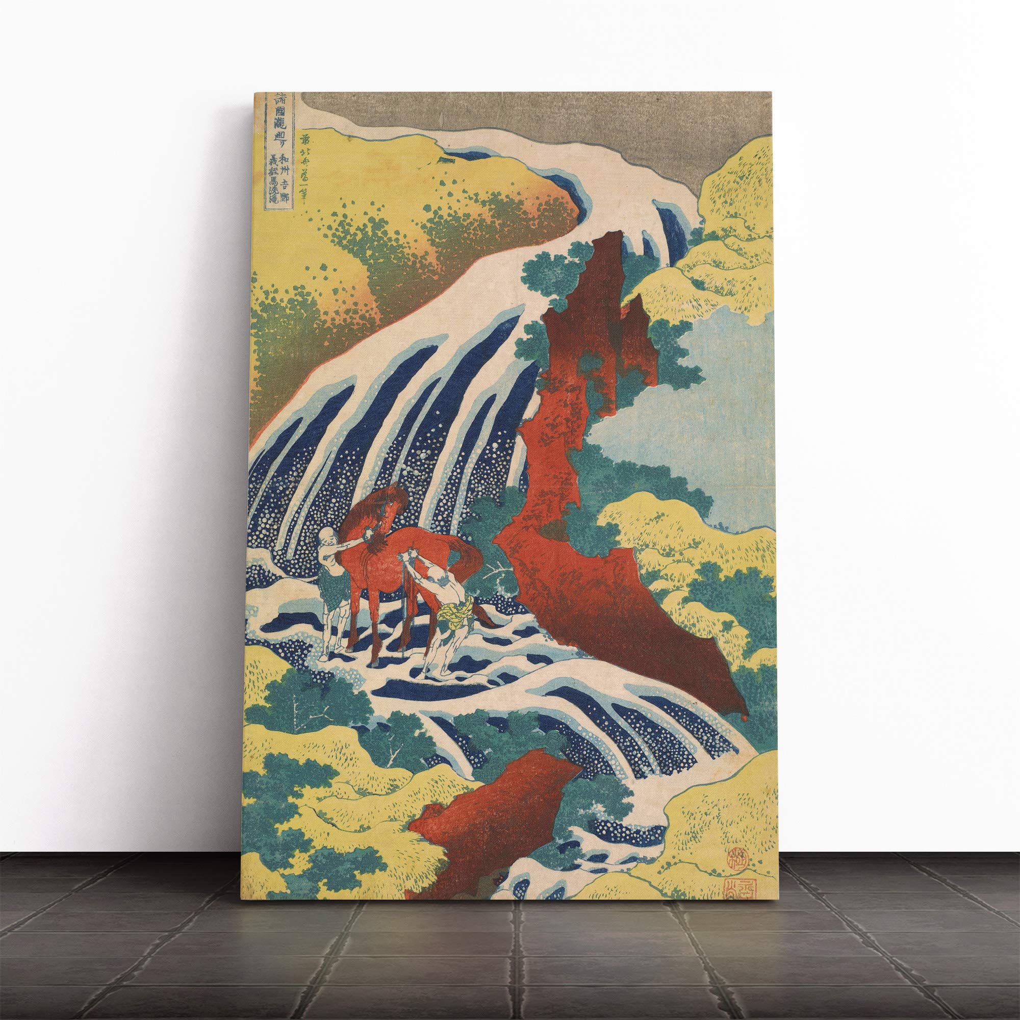 Wall Yoshitsune Falls Hokusai Japanese Oriental Art Canvas Print | Gallery Wrapped 30mm Frame Wall Art | 30x20 inches | Ready to Hang | Asian Picture | Living Room Bedroom Lounge Office