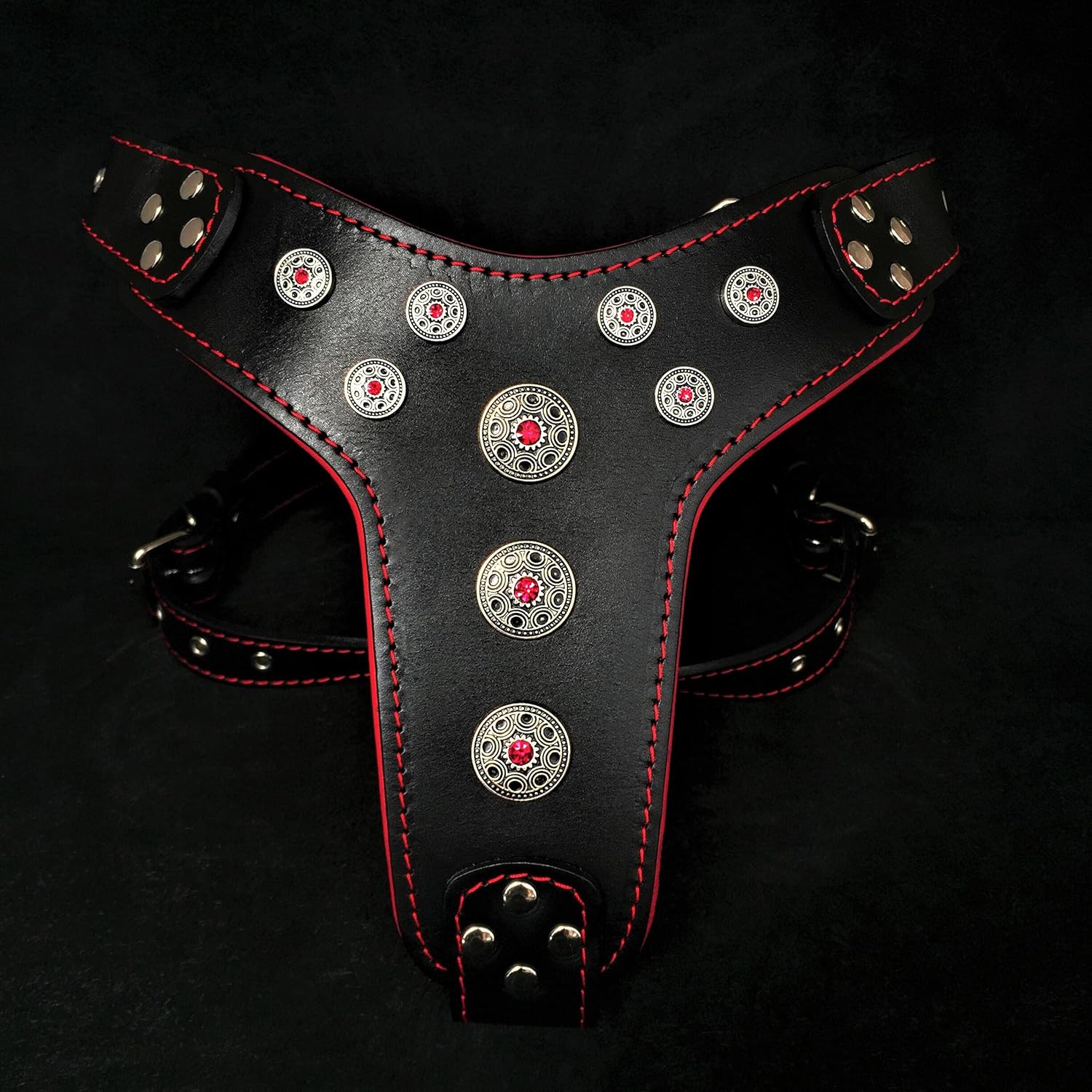 Bestia Bijou Genuine Leather Studded Dog Harness for Medium to Large Breeds