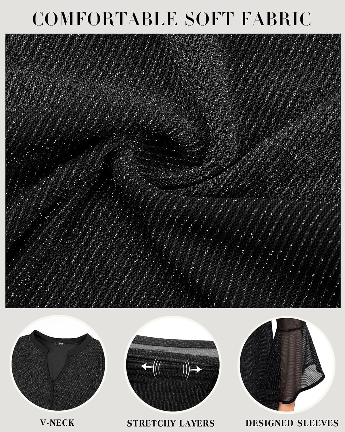 VALOLIA Women's 3/4 Sleeve Dressy Blouses Shirts Casual Loose Fit Mesh Layered Flowy Tunic Tops - Image 4